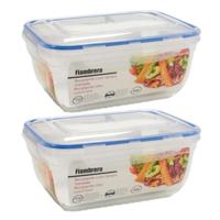 Vivalto vershoudbakje - 4x - met deksel - 2300 ml - Voedsel bewaar bakjes - kunststof