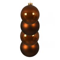 Decoris kerstballen - 4x st - kaneel bruin - D10 cm - glas - kerstversiering - thumbnail