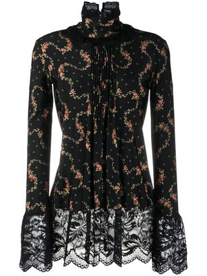 Rabanne haut en dentelle à fleurs - Noir