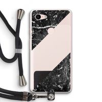 Zwart marmer: Pixel 3 XL Transparant Hoesje met koord