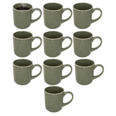 Secret de gourmet Koffiemok - 10x - olijfgroen - keramiek - 420 ml - beker