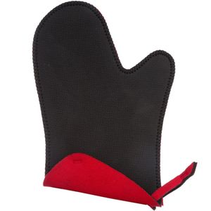 Neopreen ovenwant/ovenhandschoen zwart/rood 17,5 x 27,5 cm