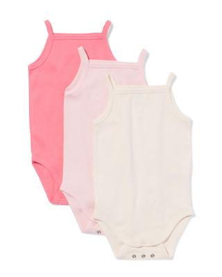 HEMA Baby meegroeirompers rib - 3 stuks roze (roze)