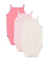 HEMA Baby meegroeirompers rib - 3 stuks roze (roze)
