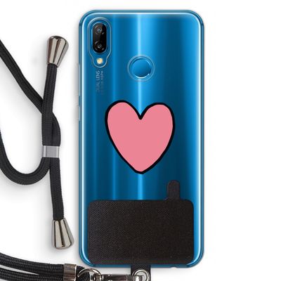 Hartje: Huawei P20 Lite Transparant Hoesje met koord