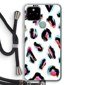Cheetah color: Pixel 5 Transparant Hoesje met koord