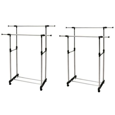 Set van 2x stuks mobiel kledingrek dubbele stang 160 cm