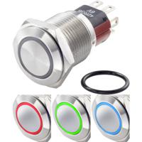 TRU COMPONENTS TC-7494848 TC-GQ16-KF-11E/J/41RGB/12V/S Vandalismebestendige drukschakelaar 48 V/DC 2 A 1x uit/(aan) Moment Rood, Groen, Blauw, RGB IP65 1 - thumbnail