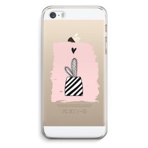 Zwart-wit cactus: iPhone 5 / 5S / SE Transparant Hoesje