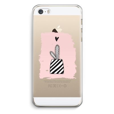 Zwart-wit cactus: iPhone 5 / 5S / SE Transparant Hoesje