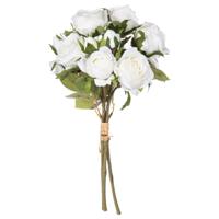 Atmosphera kunstbloemen boeket 14 witte rozen 40 cm - Kunstbloemen - thumbnail