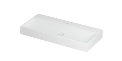 Wastafel United Porselein met 1 kraangat incl. porseleinen click plug en verborgen overloop systeem 100 cm x 45 cm x 11 cm Mat wit 0206072