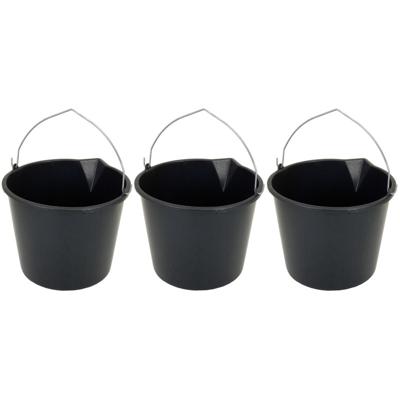 Stevige zwarte huishoud emmer - 3x - 12 liter - met schenktuit - Huishoudemmer - klusemmer Stevige zwarte huishoud emmer - 3x - 12 liter - met schenktuit - Huishoudemmer - klusemmer