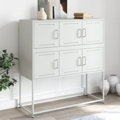 Dressoir 100,5x39x107 cm staal wit
