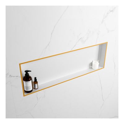 Wandnis Solid Surface Easy | In- en opbouw | 30x90x8 cm | 1 vak | Ocher/Talc