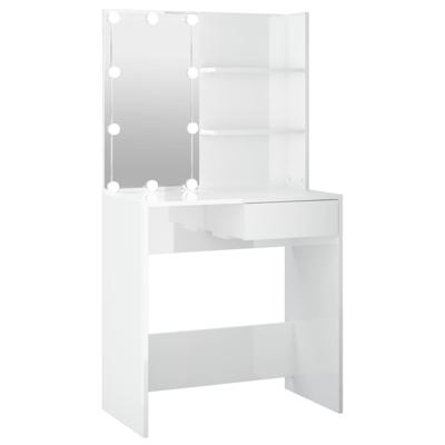 Kaptafel met LED-verlichting 74,5x40x141 cm hoogglans wit