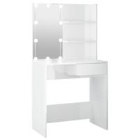 Kaptafel met LED-verlichting 74,5x40x141 cm hoogglans wit