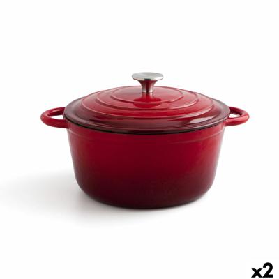 Kookpot met Deksel Bidasoa Fierro Rood Ø 24 cm 3,7 L (2 Stuks)
