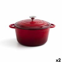 Kookpot met Deksel Bidasoa Fierro Rood Ø 24 cm 3,7 L (2 Stuks)