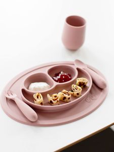 Alles-in-een Mini-placemat met bord van EZPZ van siliconen roze