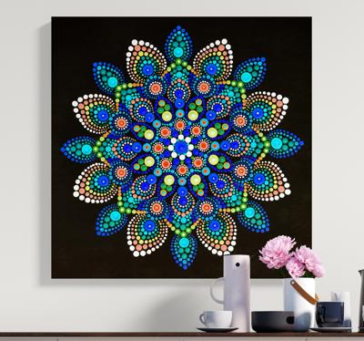 Canvas schilderij mandala kleurrijke stippen