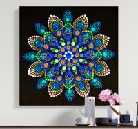 Canvas schilderij mandala kleurrijke stippen