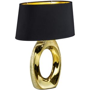 LED Tafellamp - Tafelverlichting - Trion Tibos - E27 Fitting - Rond - Mat Goud - Keramiek