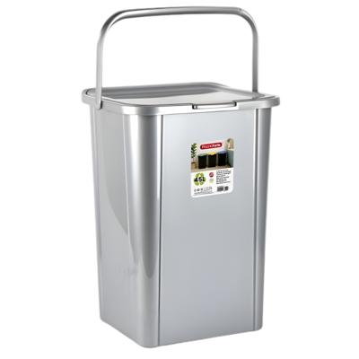 Plasticforte Recycling afvalbak - zilvergrijs - 45 Liter - afsluitbaar - 34 x 40 x 54 cm - deksel
