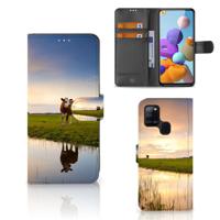 Samsung Galaxy A21s | Telefoonhoesje | Met pasjeshouder | Koe