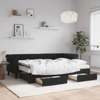 Slaapbank met onderschuifbed en lades 80x200 cm fluweel zwart