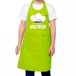 Papa s hulpkok Keukenschort kinderen/ kinder schort groen voor jongens en meisjes