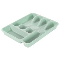Bestekbak - turquoise - 5 vakken - 34 x 26 x 5 cm - lade indeling - bestekhouders