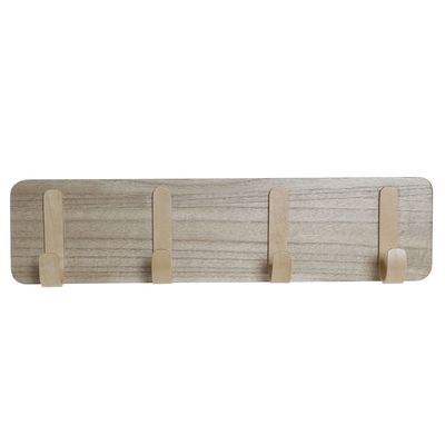 Houten muurkapstok/rek met 4 haken 48 cm