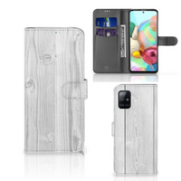 Samsung Galaxy A71 Book Style Case White Wood