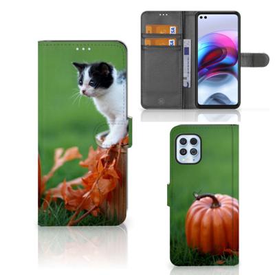 Motorola Moto G100 | Telefoonhoesje | Met pasjeshouder | Kitten