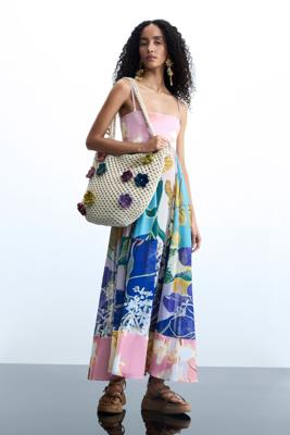 Lange bedrukte jurk - MATERIAL FINISHES - S Lange bedrukte jurk - MATERIAL FINISHES - S