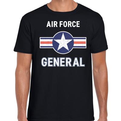 Luchtmacht / Air force verkleed t-shirt - General - zwart - voor heren - carnaval - leger
