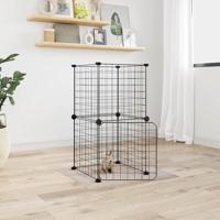 VidaXL Huisdierenkooi met deur 8 panelen 35x35 cm staal zwart