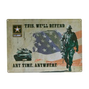 Metalen wandplaat US Army we will defend