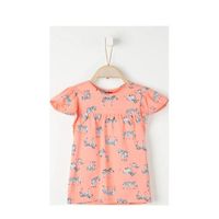 s.Oliver T-shirt met dierenprint en plooien oranje/zwart/wit - thumbnail