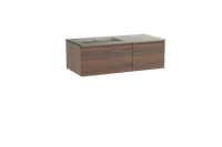 Storke Edge zwevend badmeubel 110 x 52 cm notenhout met Diva asymmetrisch linkse wastafel in top solid zijdegrijs - thumbnail