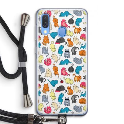 Kleurrijke katten: Samsung Galaxy A40 Transparant Hoesje met koord