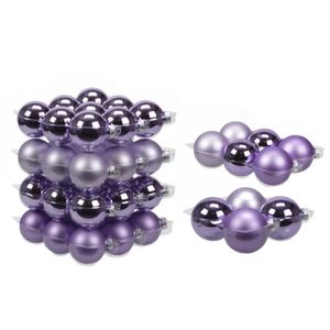 46x stuks glazen kerstballen amethyst paars 6, 8 en 10 cm mat/glans