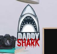 Muurstickers slaapkamer Daddy shark text sticker - thumbnail