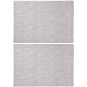 Set van 4x stuks rechthoekige placemats zilver 43 x 30 cm leder look