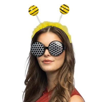 Carnaval/verkleed bij bril en haarband set - zwart/geel - volwassen - foute party Carnaval/verkleed bij bril en haarband set - zwart/geel - volwassen - foute party