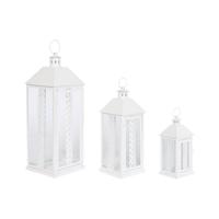 Lantaarn Home ESPRIT Wit Kristal Ijzer Shabby Chic 20 x 20 x 55 cm (3 Onderdelen)