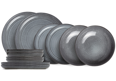 Cosy & Trendy Serviesset Kentucky Grey - 12-delig / 4 personen - 4 dinerborden, 4 ontbijtborden en 4 diepe borden