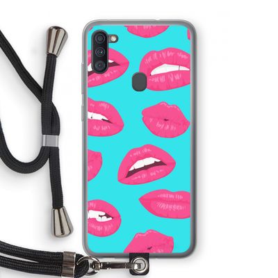 Bite my lip: Samsung Galaxy A11 Transparant Hoesje met koord