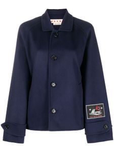 Marni manteau boutonné à patch logo - Bleu